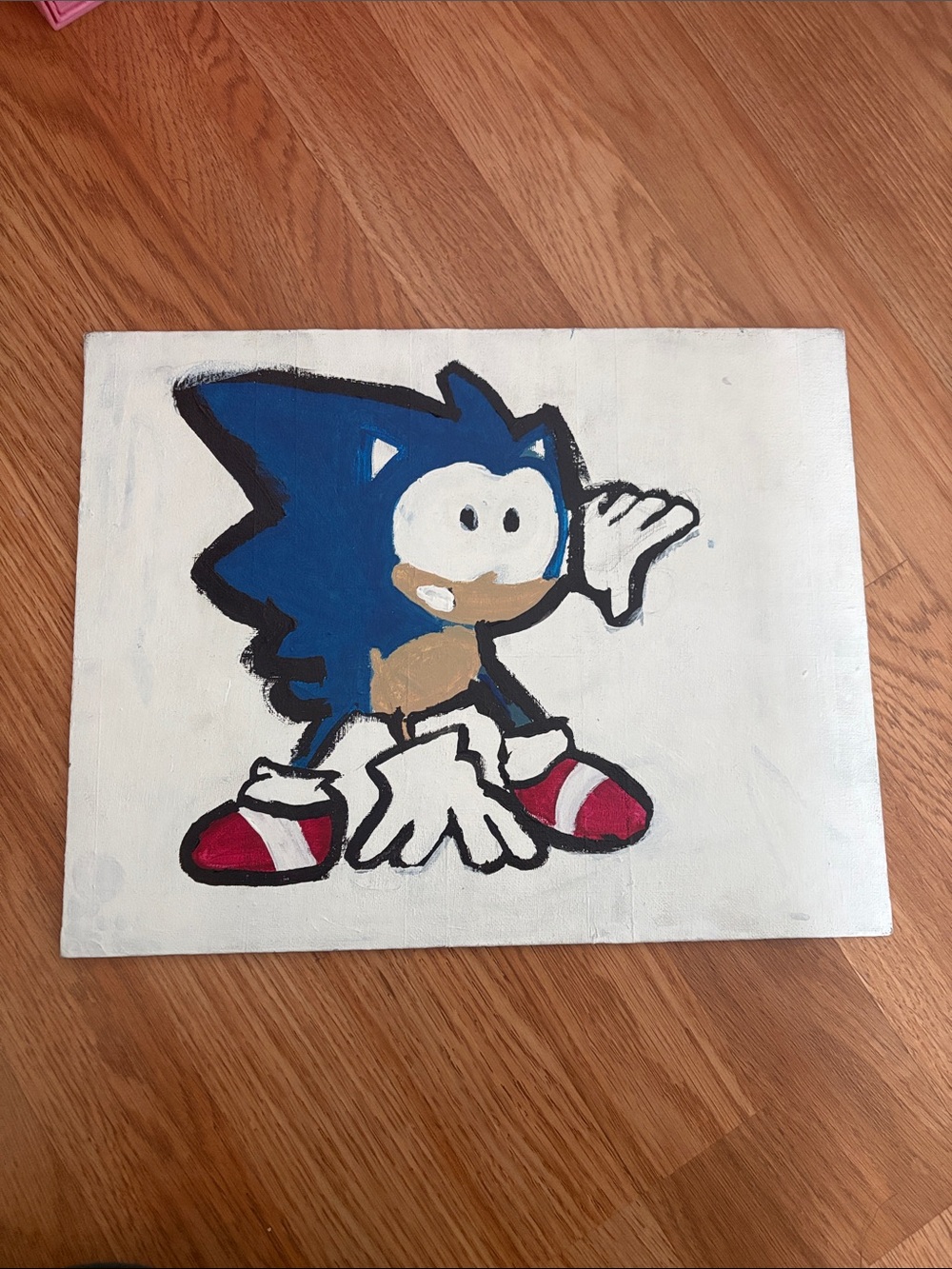Hand-Painted Blue Sonic Canvas Art